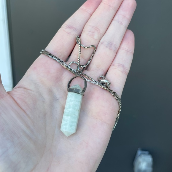 Crystal Gem Stone Pendant Necklace with Silver Hardware - Picture 4 of 6